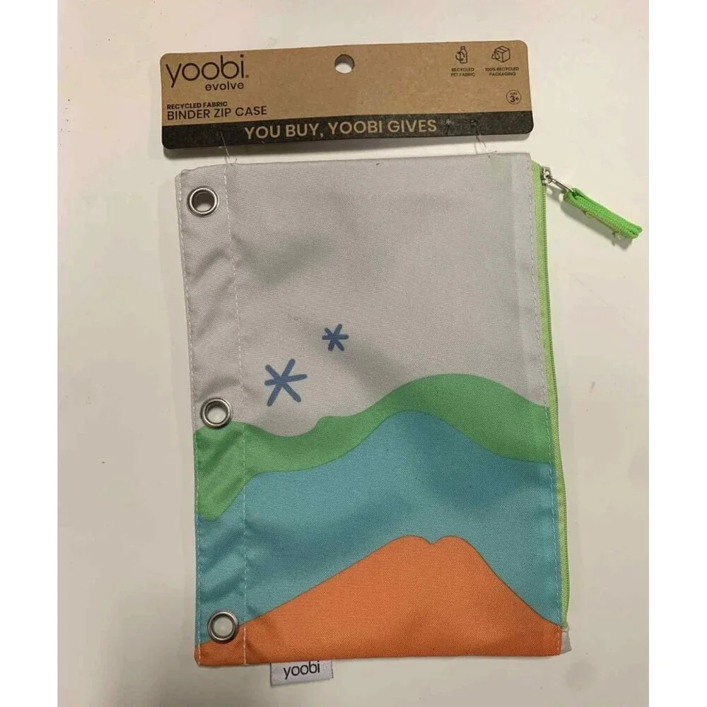 Yoobi Single Zipper Pencil Case Abstract Mountains 2pk